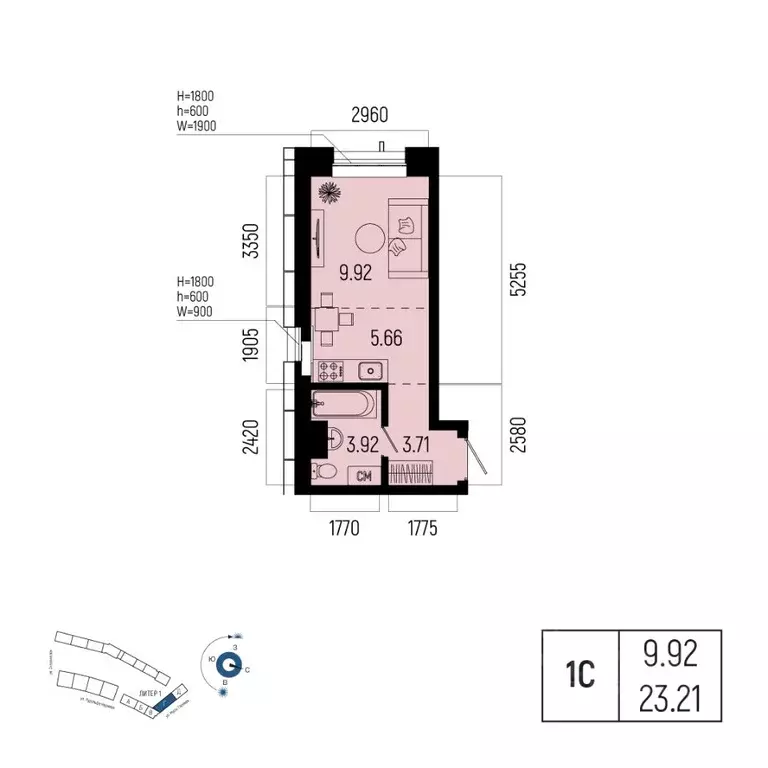 1-к кв. Башкортостан, Уфа Глумилино-1 мкр, Новатор жилой комплекс ... - Фото 1