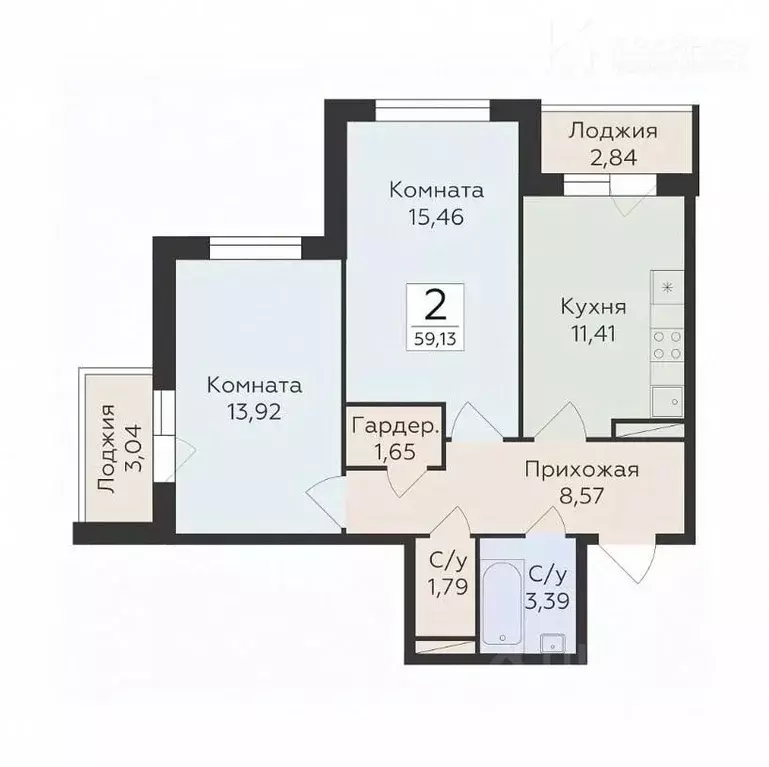 2-к кв. Воронежская область, Воронеж Острогожская ул., 156/1 (59.13 м) - Фото 1