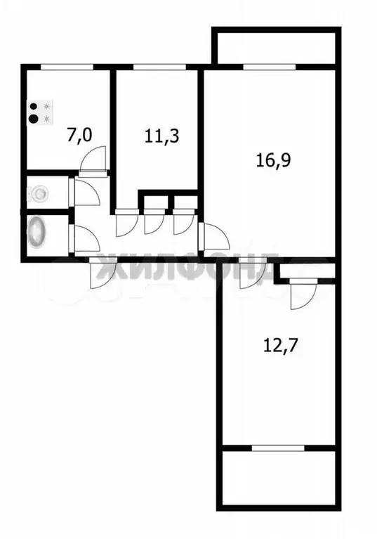 3-к. квартира, 58,7 м, 8/10 эт. - Фото 0