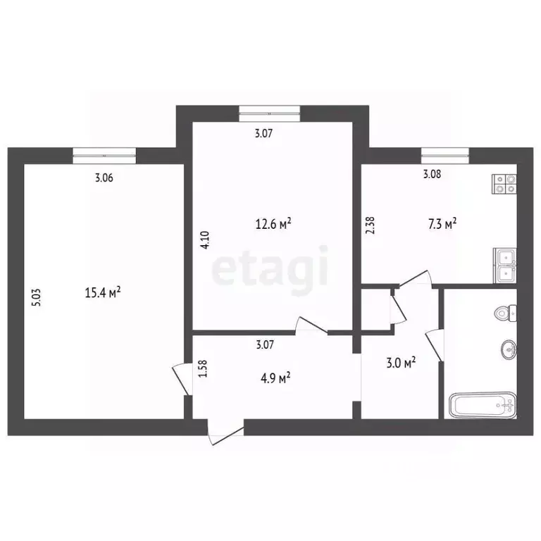 2-к кв. Крым, Щелкино Ленинский район, 78В2 (47.7 м) - Фото 2