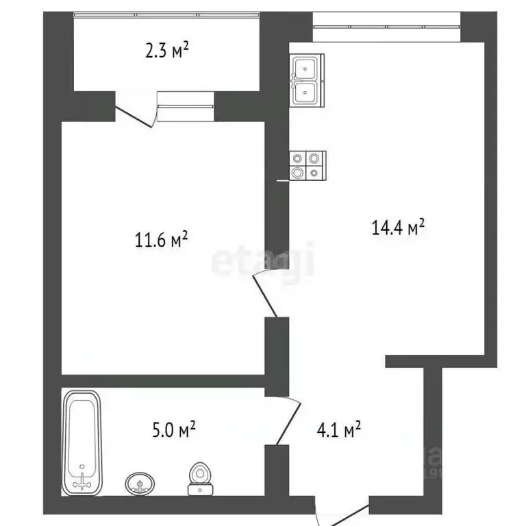 1-к кв. Тюменская область, Тюмень ул. Ильи Кургузова, 4 (35.0 м) - Фото 1