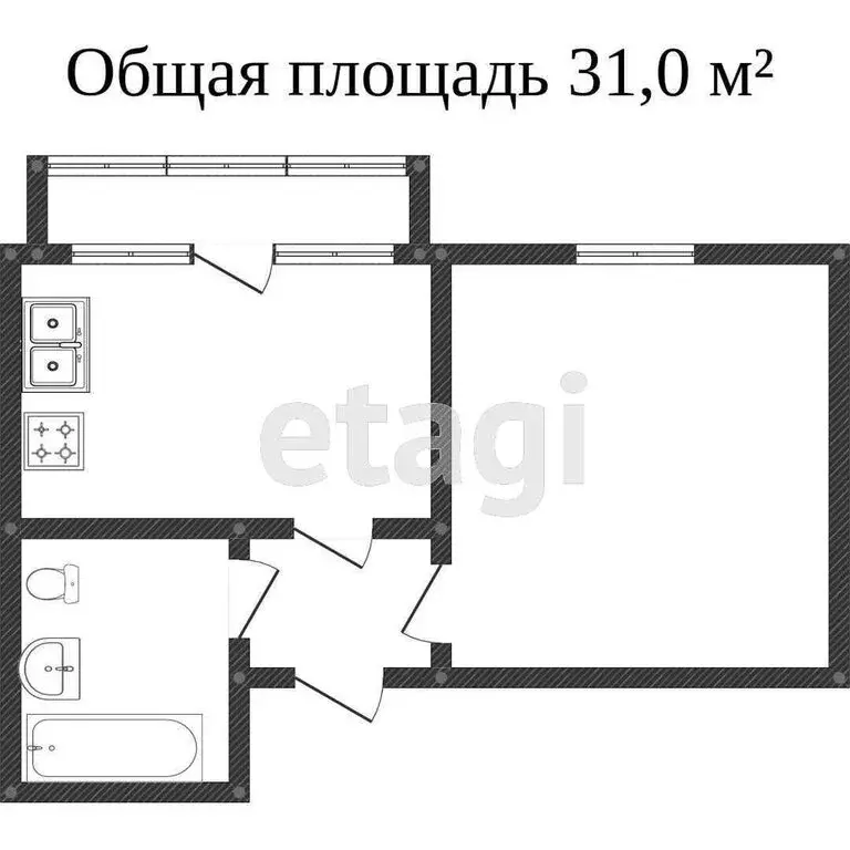 1-комнатная квартира: Миасс, улица Вернадского, 13 (29 м) - Фото 1