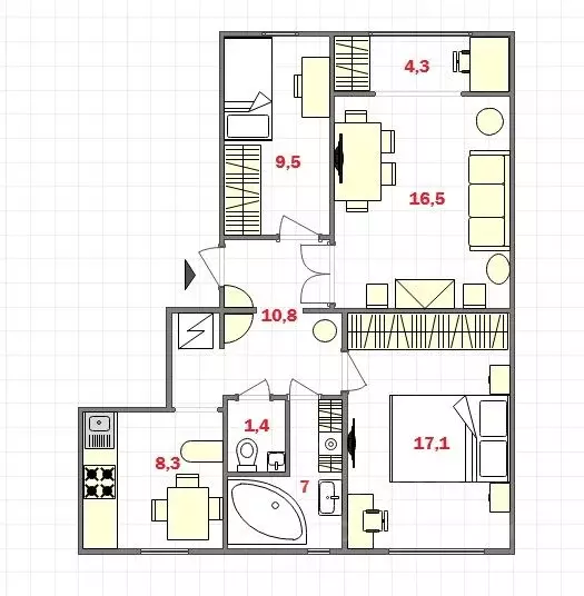 3-к кв. Севастополь ул. Астана Кесаева, 14В (74.9 м) - Фото 2
