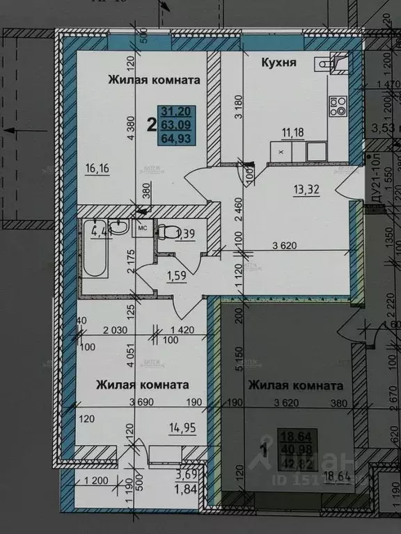 2-к кв. Калужская область, Калуга ул. Белинского, 13 (64.93 м) - Фото 2
