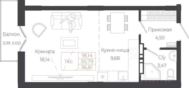 1-к кв. Алтай, Майминский район, с. Майма ул. Энергетиков (36.81 м) - Фото 0