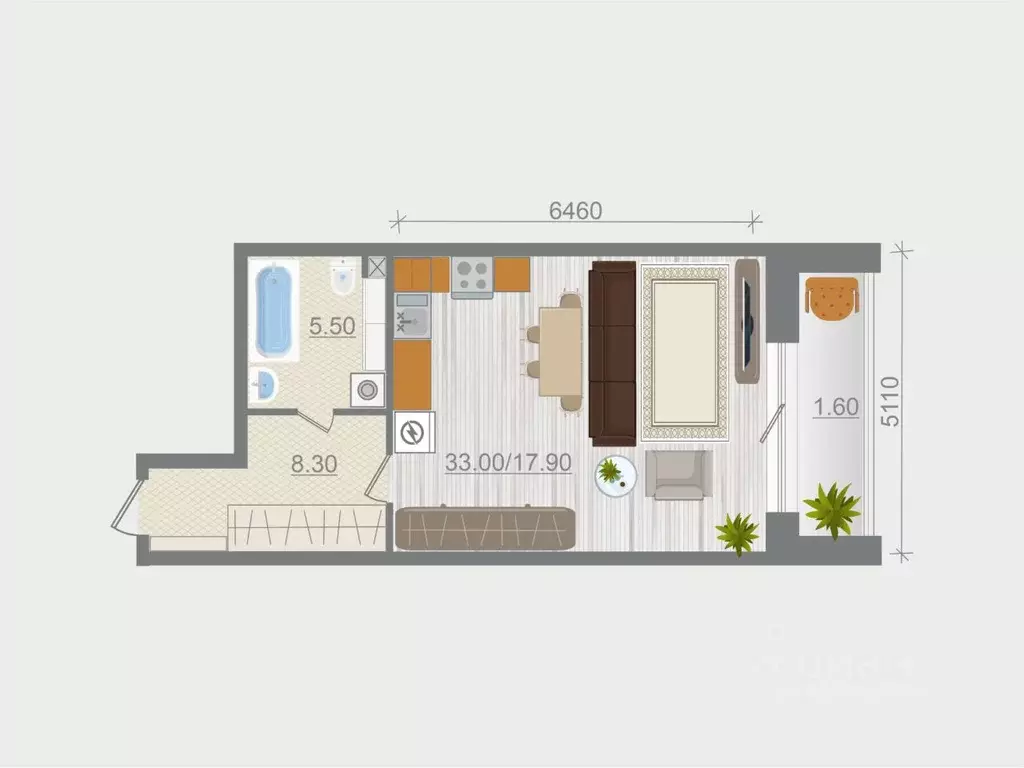 1-к кв. Ленинградская область, Ломоносовский район, Горбунковское ... - Фото 1