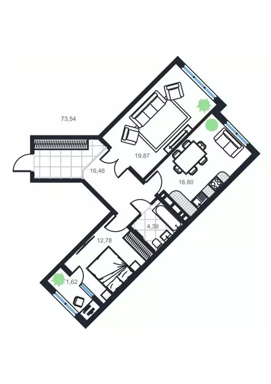 2-к кв. Дагестан, Каспийск просп. Акулиничева (73.54 м) - Фото 0