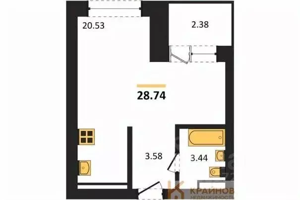 Студия Воронежская область, Воронеж Транспортная ул., 58 (28.74 м) - Фото 0