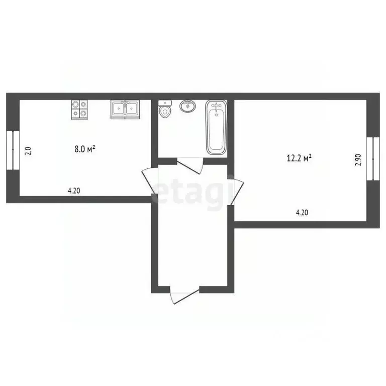 1-к кв. Вологодская область, Великий Устюг ул. Хабарова, 19А (26.7 м) - Фото 2