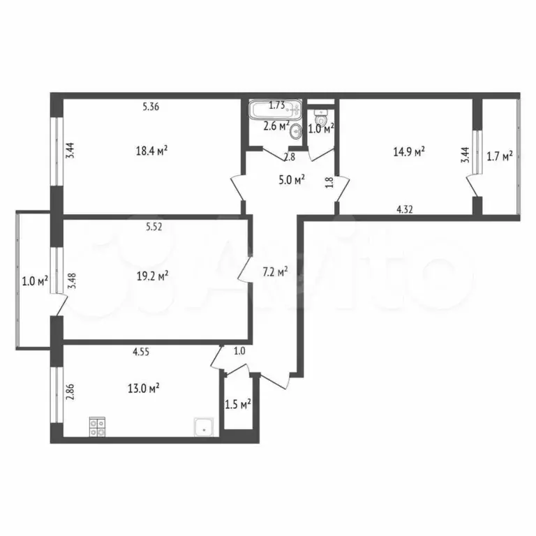 3-к. квартира, 85 м, 5/10 эт. - Фото 0