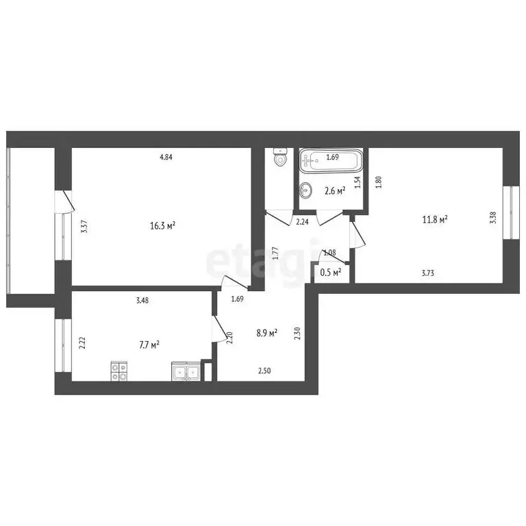 2-комнатная квартира: Котлас, улица Карла Маркса, 61 (52 м) - Фото 1