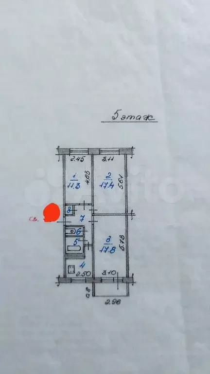 3-к. квартира, 61,9 м, 5/5 эт. - Фото 0