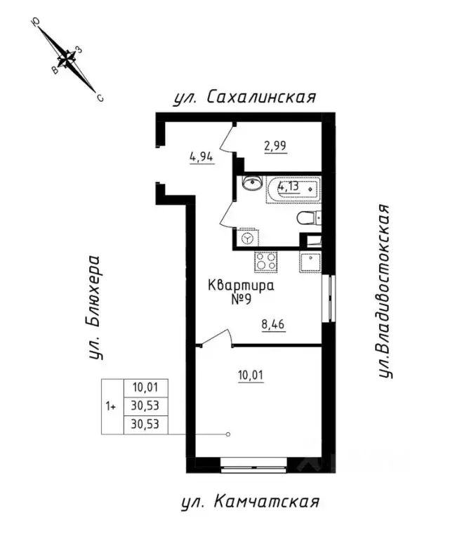 Студия Свердловская область, Екатеринбург ул. Кронштадтская (30.53 м) - Фото 0