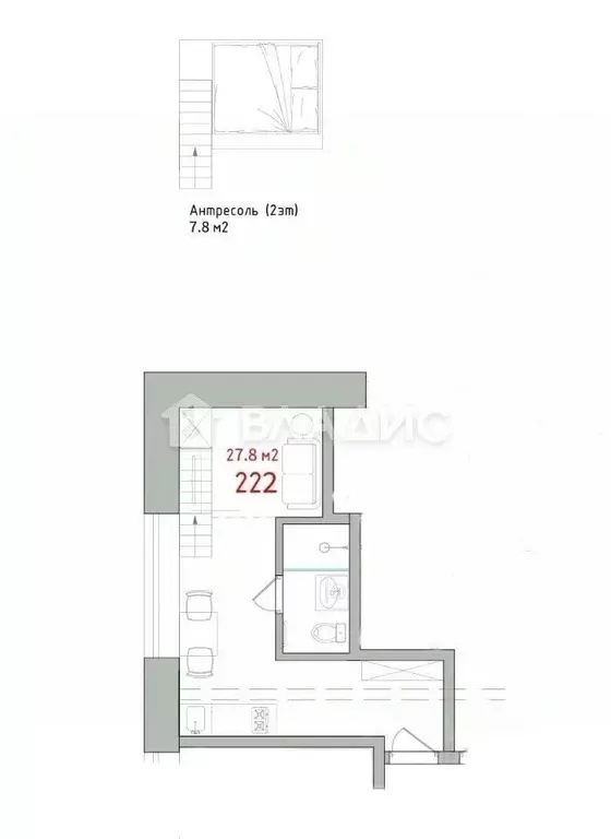 Студия Москва Большая Почтовая ул., 18/20С15 (27.8 м) - Фото 2