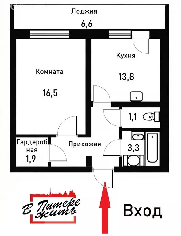 1-комнатная квартира: Санкт-Петербург, Муринская дорога, 84 (48.8 м) - Фото 2