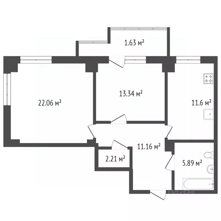 3-к кв. Красноярский край, Красноярск ул. Алексеева, 43 (72.4 м) - Фото 1