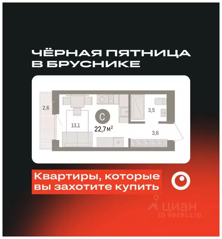 Студия Новосибирская область, Новосибирск ул. Аэропорт, 88 (22.69 м) - Фото 0