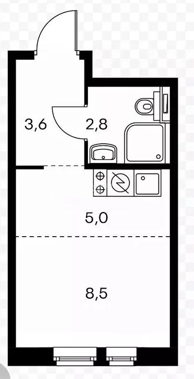 Студия Москва Просторная ул., 7 (19.4 м) - Фото 2