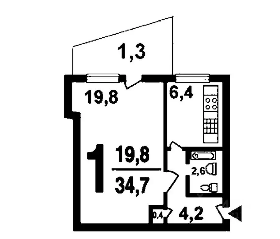 1-к кв. Ярославская область, Тутаев Комсомольская ул., 87 (34.0 м) - Фото 1