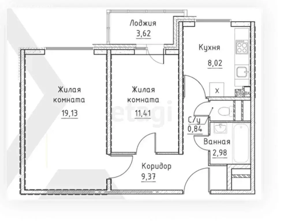 2-комнатная квартира: Подольск, улица Шаталова, 6 (53.56 м) - Фото 0