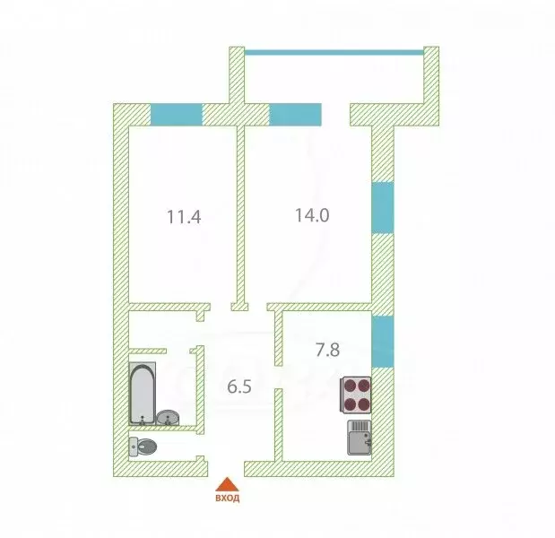 2-комнатная квартира: Тобольск, 4-й микрорайон, 26 (47.1 м) - Фото 1