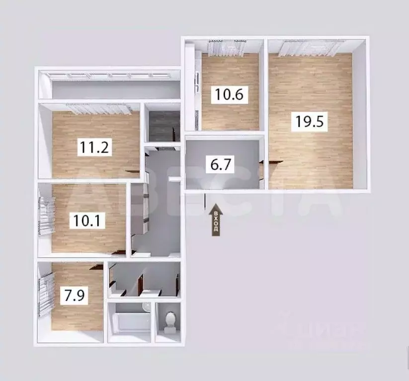 4-к кв. Омская область, Омск ул. 2-я Железнодорожная, 5 (80.8 м) - Фото 2