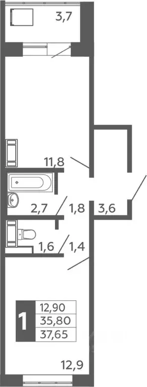 1-к кв. Башкортостан, Уфа Черниковка жилрайон, Калининский-2 мкр, ул. ... - Фото 1