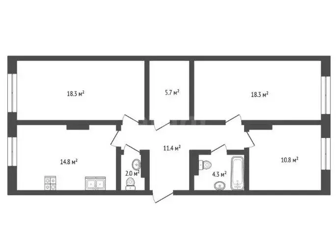 3-комнатная квартира: Тюмень, Новгородская улица, 14 (85 м) - Фото 0