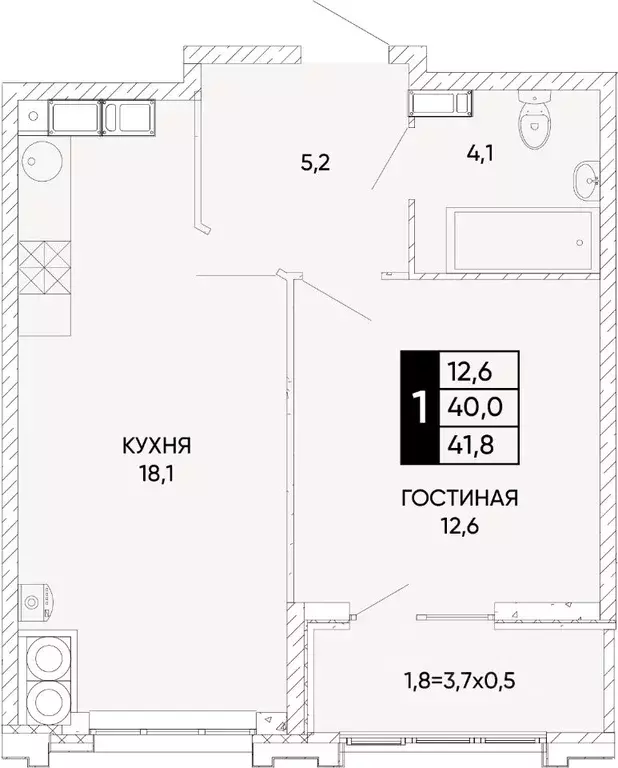 1-к кв. Ростовская область, Ростов-на-Дону Левобережье жилой комплекс ... - Фото 0