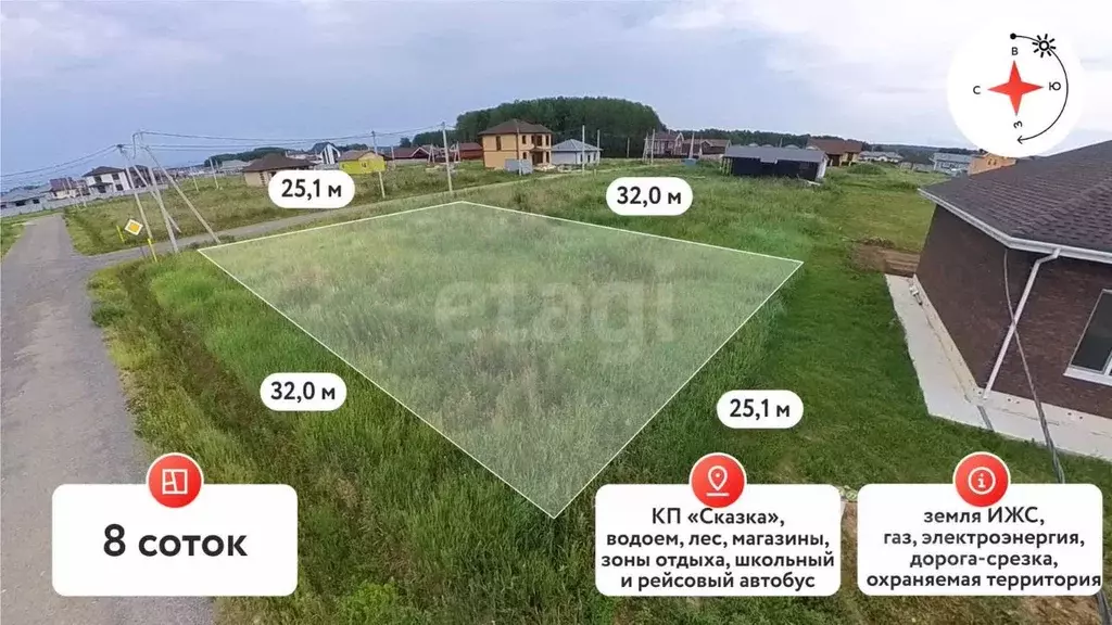 Участок в Тюменская область, Тюменский район, с. Кулига, Сказка кп  ... - Фото 0