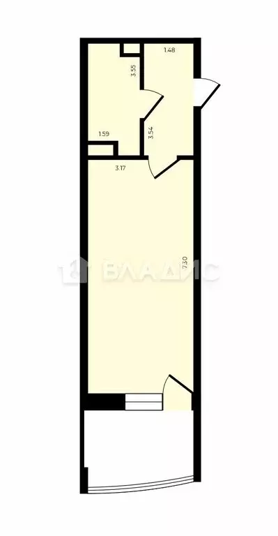 Квартира-студия: Владимир, улица Лакина, 2Б (33.3 м) - Фото 1