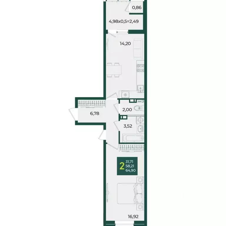 2-к кв. Краснодарский край, Краснодар Образцово мкр,  (64.9 м) - Фото 0