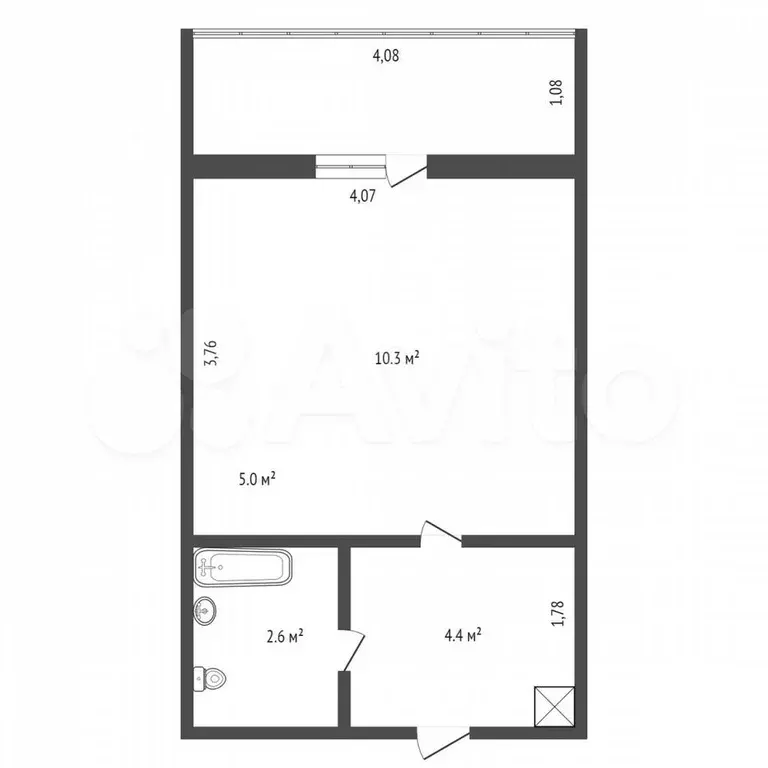 Квартира-студия, 22,3 м, 1/3 эт. - Фото 0