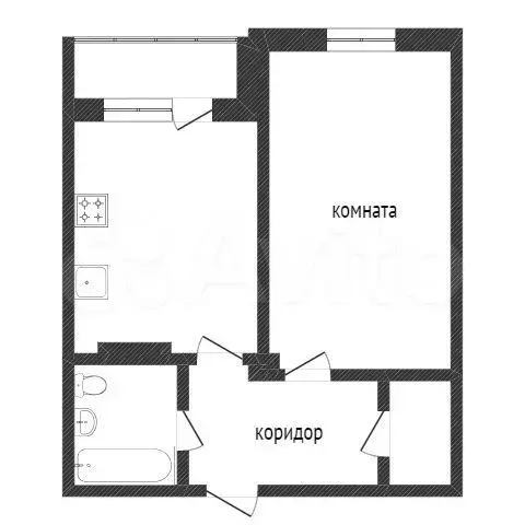 1-к. квартира, 29,1 м, 4/5 эт. - Фото 0