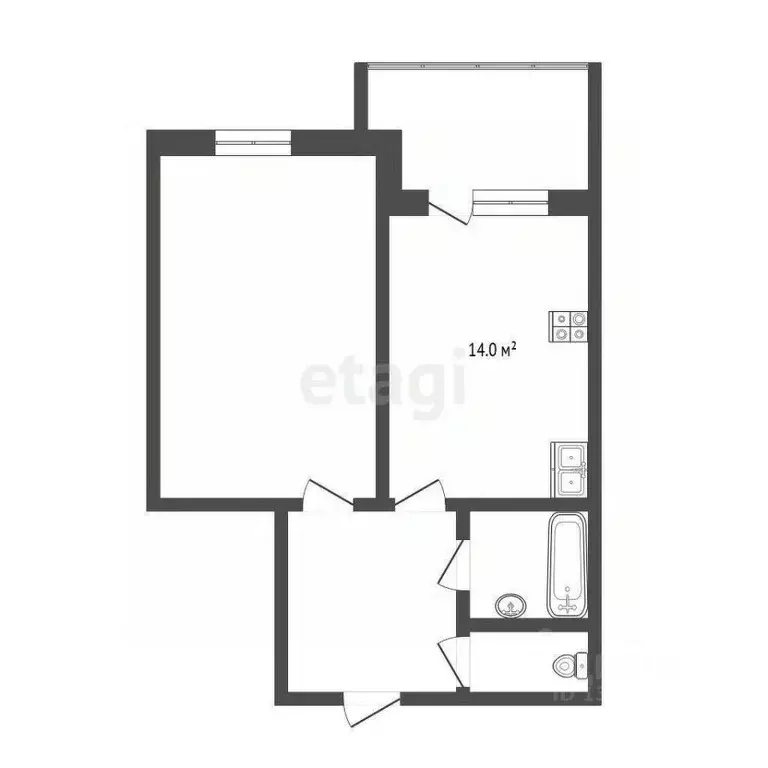 1-к кв. Тюменская область, Тюмень ул. Мельникайте, 2к7 (43.7 м) - Фото 2