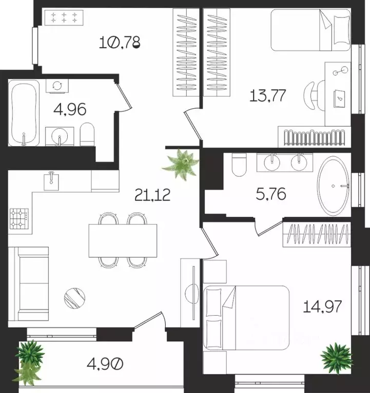 2-к кв. Тульская область, Тула ул. Богородицкая, 8В (76.26 м) - Фото 1
