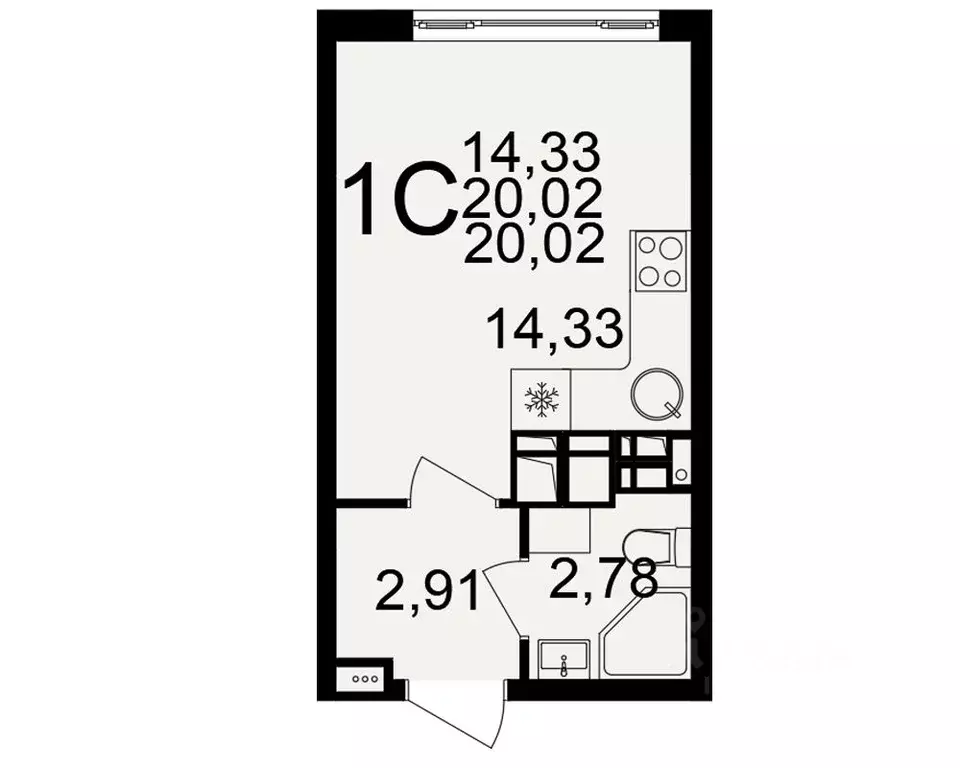 1-к кв. Тульская область, Тула  (20.02 м) - Фото 0