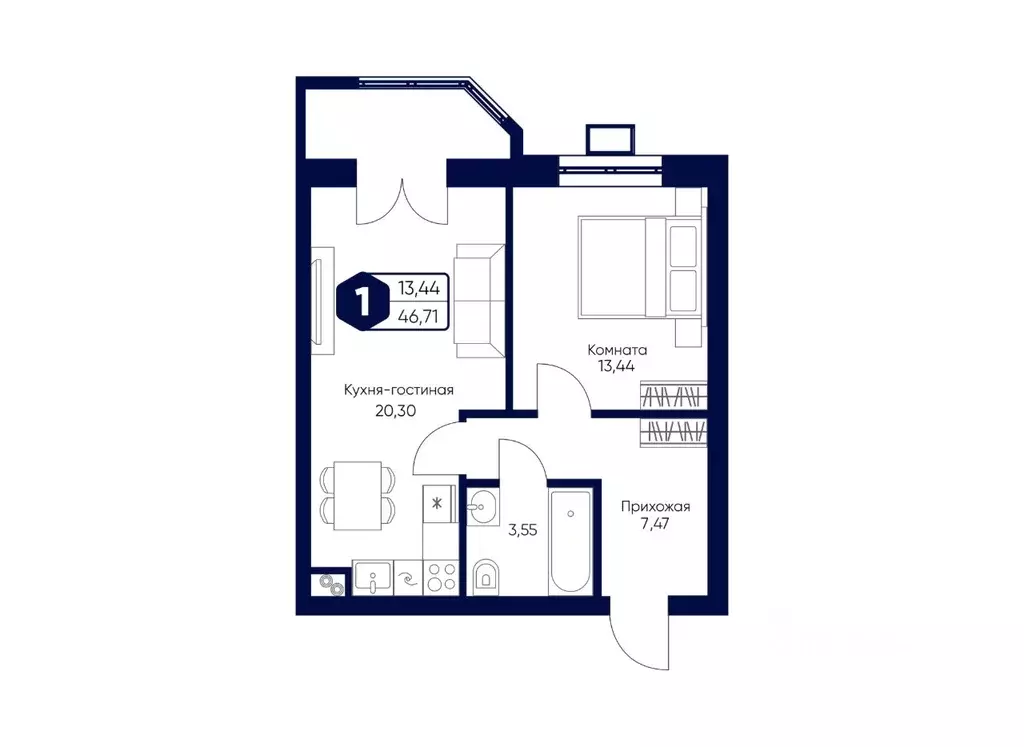 1-к кв. Московская область, Дмитровский муниципальный округ, с. ... - Фото 1