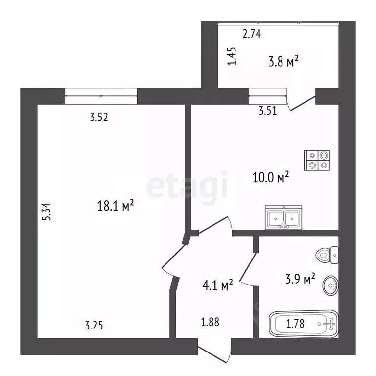 1-к кв. Башкортостан, Стерлитамак ул. Ивлева, 11А (36.1 м) - Фото 1
