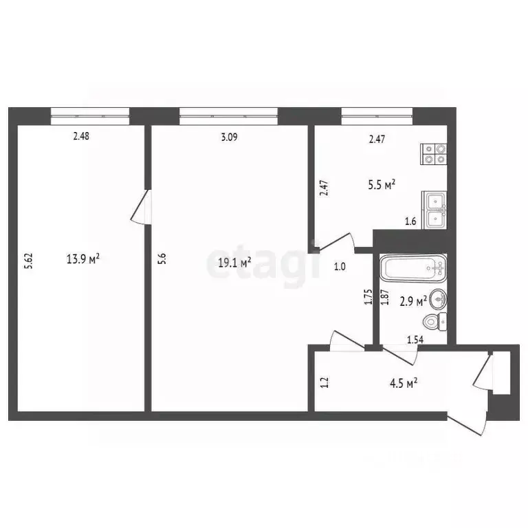 2-к кв. Самарская область, Самара Воронежская ул., 186 (46.0 м) - Фото 2