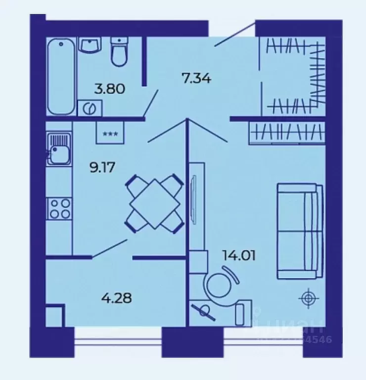 1-к кв. Брянская область, Брянск ул. Комарова, 47а (38.8 м) - Фото 1