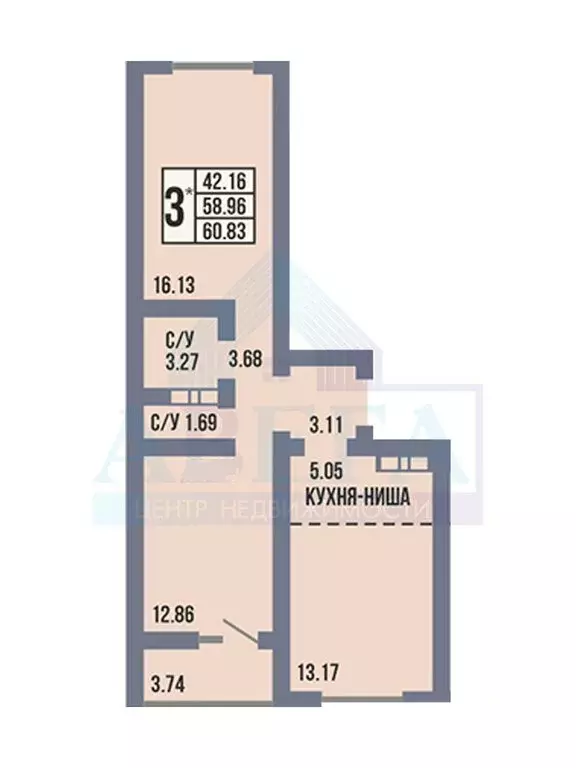 2-комнатная квартира: Оренбург, улица Рокоссовского, 25 (60.83 м) - Фото 0