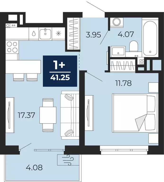 1-комнатная квартира: Тюмень, Заполярная улица, 12 (38.39 м) - Фото 1