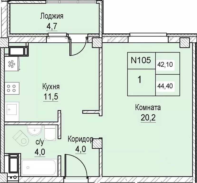 1-к кв. Нижегородская область, Нижний Новгород ул. Июльских Дней (42.1 ... - Фото 0