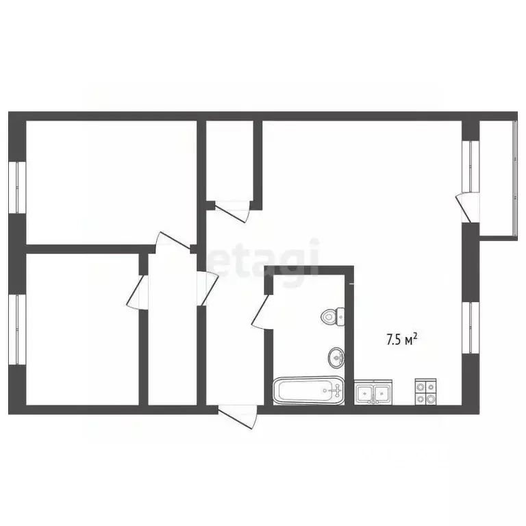 2-к кв. Ростовская область, Таганрог ул. Бабушкина, 54Б (61.6 м) - Фото 1