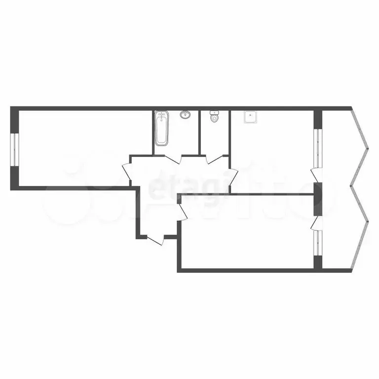 2-к. квартира, 49,1 м, 1/2 эт. - Фото 0