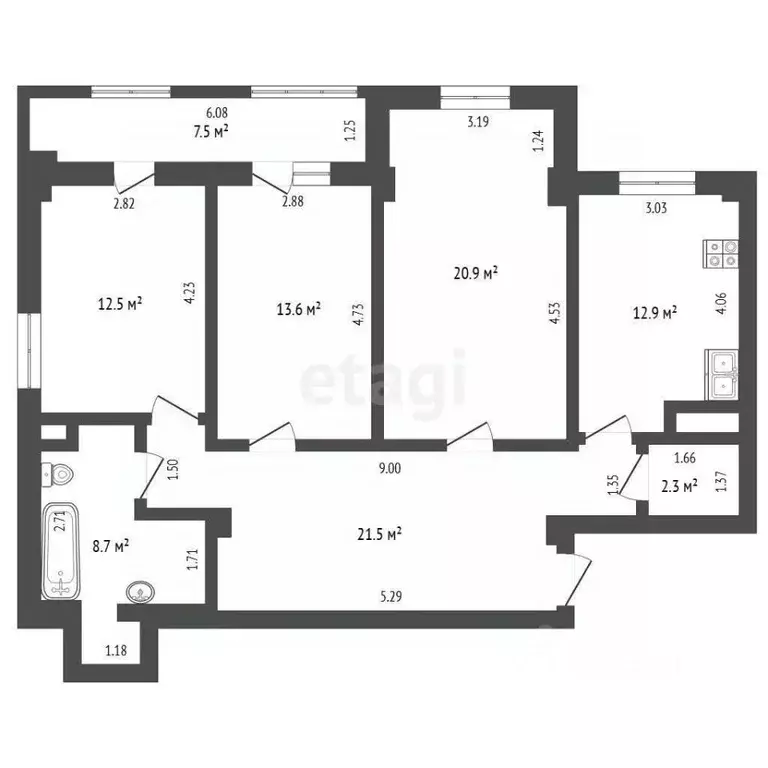 3-к кв. Нижегородская область, Нижний Новгород бул. Академика Б.А. ... - Фото 2