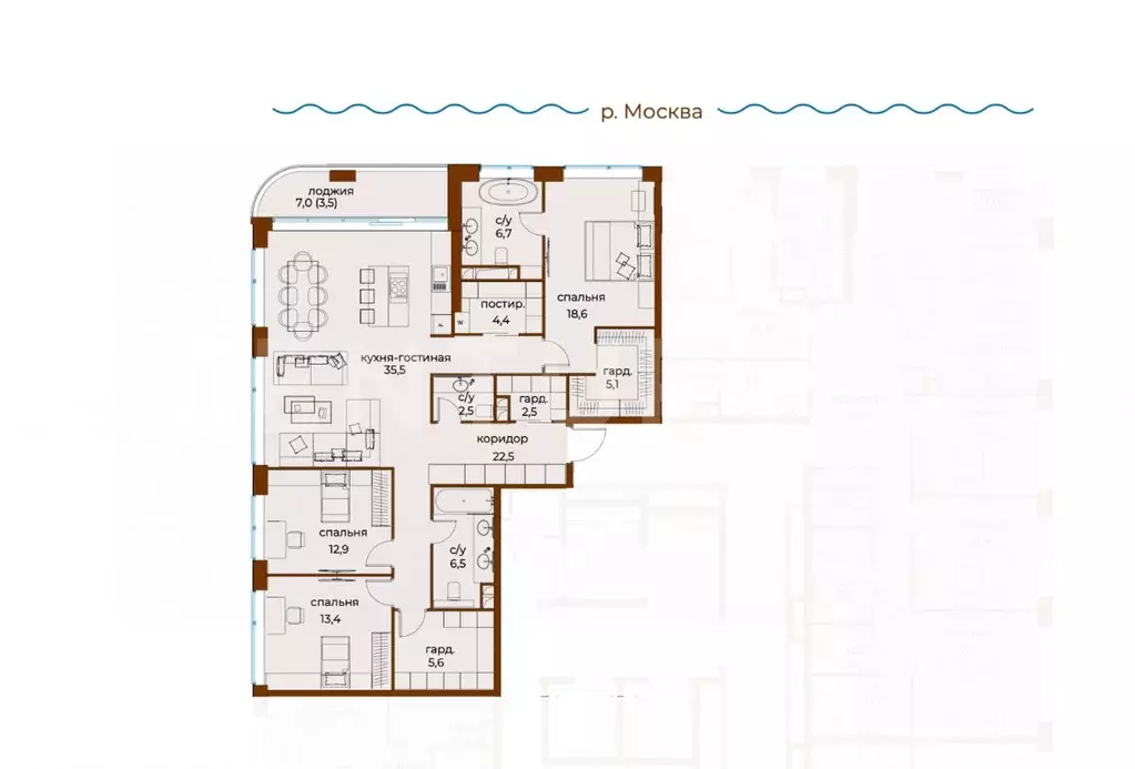 4-к кв. Москва ул. Нижние Мневники, 7 (139.7 м) - Фото 2
