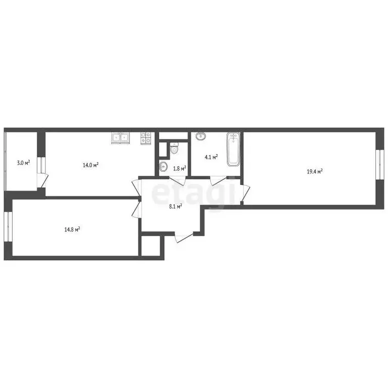 2-комнатная квартира: Москва, Илимская улица, 1Вк1 (64.3 м) - Фото 0