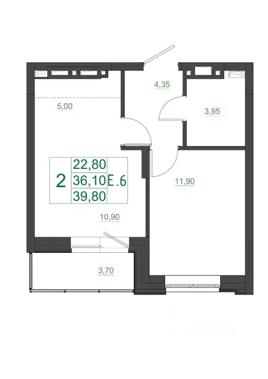2-к кв. Красноярский край, Красноярск Мясокомбинат мкр, 1 (40.45 м) - Фото 1